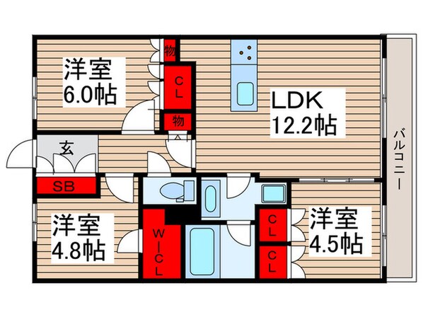 ｺﾝﾌｫﾘｱ成増ｸﾞﾘｰﾝｻｲﾄﾞの物件間取画像